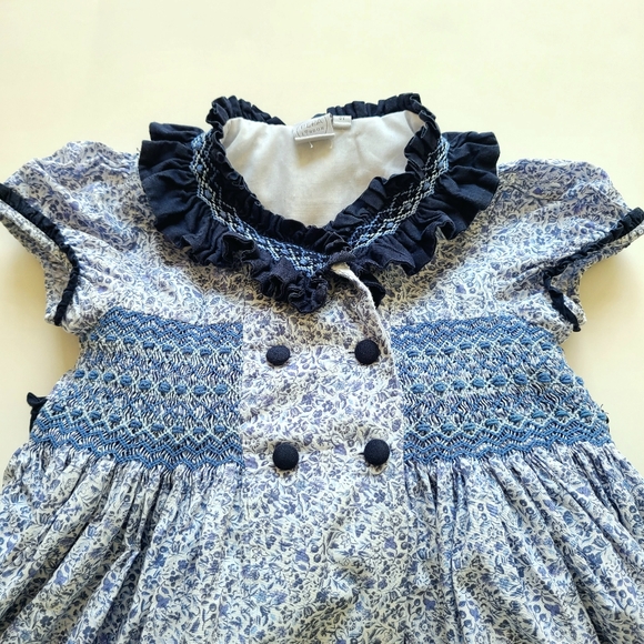 Pepa London Smocked Blue Floral Dress - Picture 2 of 4